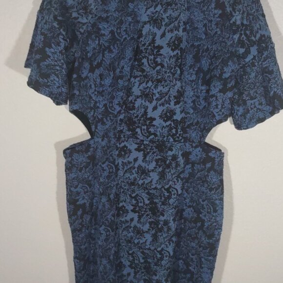 Anthropologie Jacquard Blue & Black Cut-Out Mini Dress NWT Size 10 - Picture 12 of 14